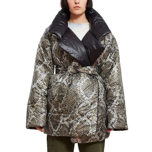 New Norma Kamali EXCLUSIVE REVERSIBLE SLEEPING BAG COAT SNAKE PRINT Size XS/S - Picture 1 of 5